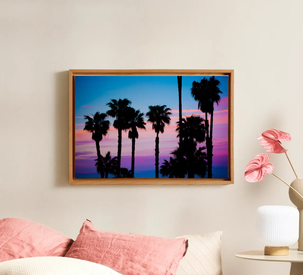 Whispers of Palm Trees canvas with Floater frame by PhotoVibe Decor