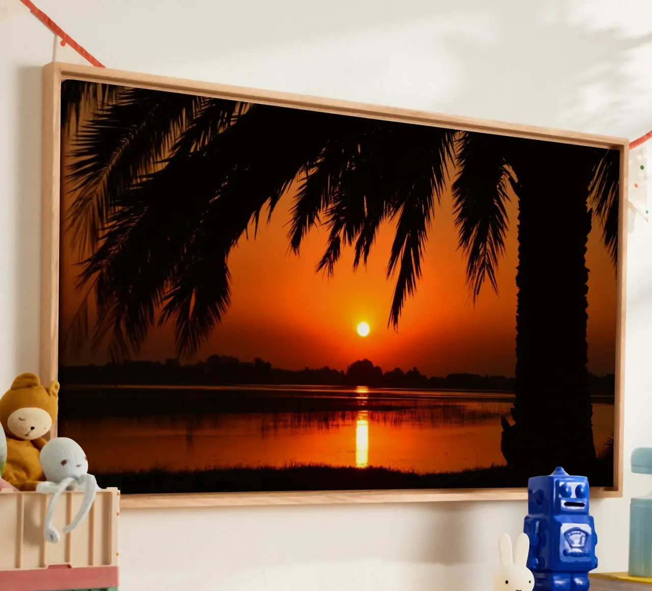 Whispers of a Palm Tree canvas with Floater frame by PhotoVibe Decor