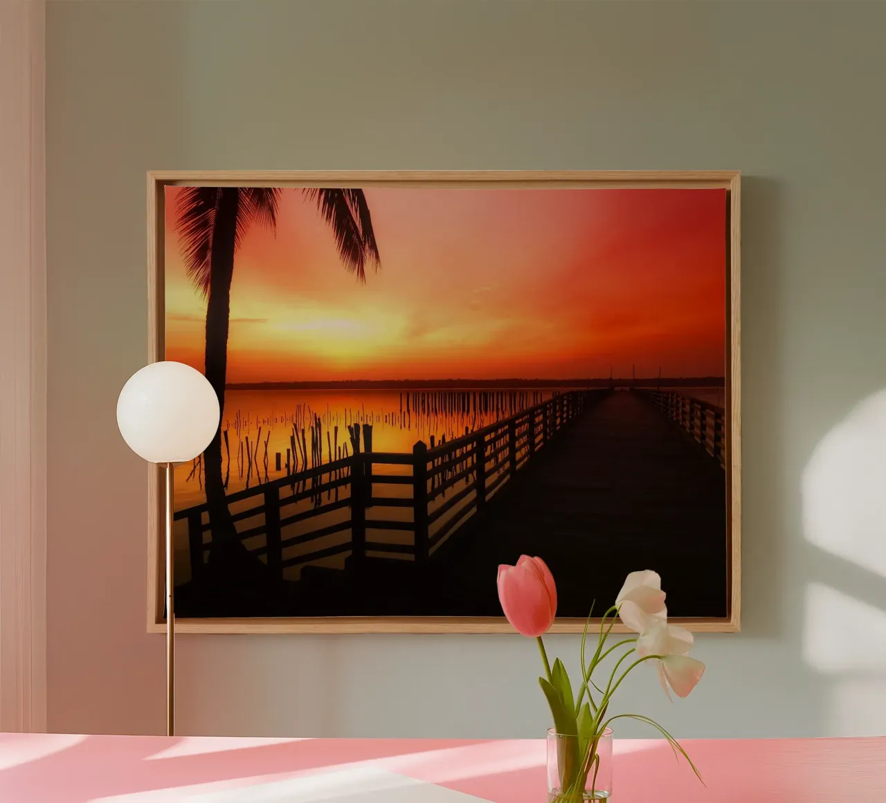 Sussurri di una palma tela con Cornice a cassetta da PhotoVibe Decor