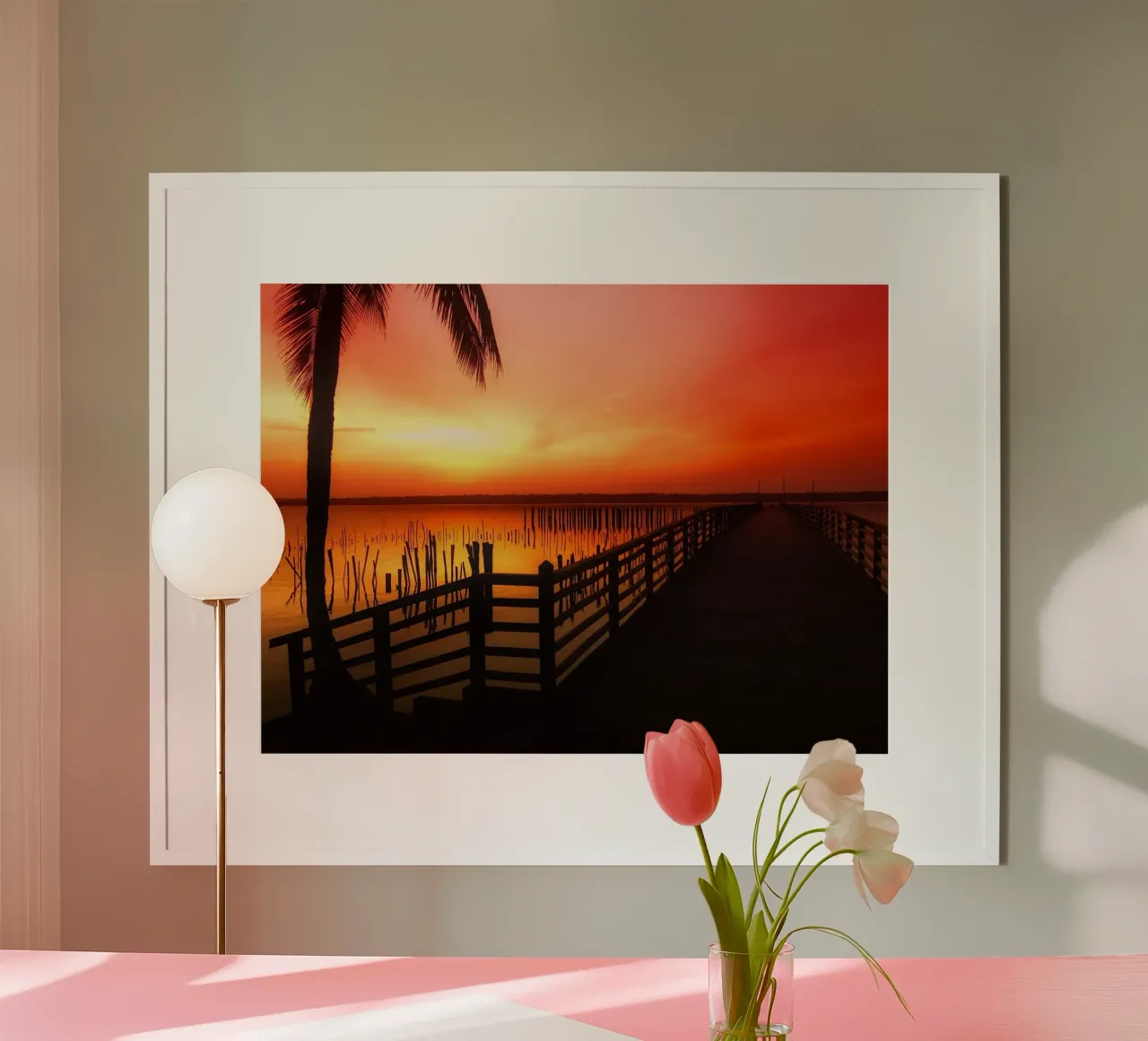 Sussurri di una palma poster con telaio in alluminio da PhotoVibe Decor