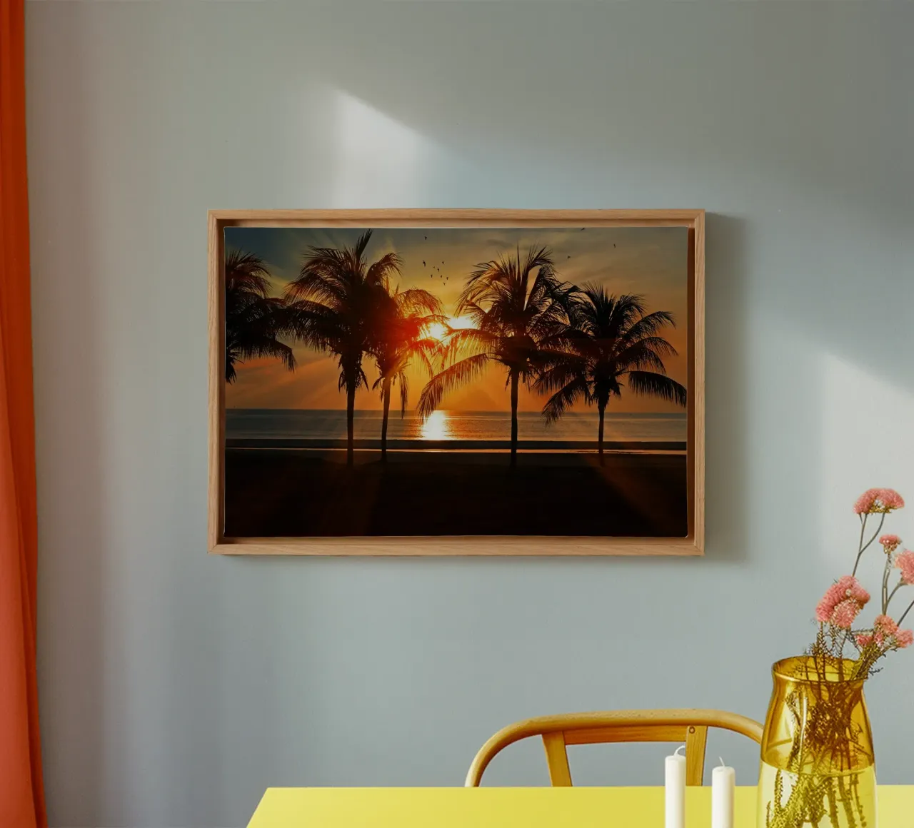 Whispers of Palm Trees canvas with Floater frame by PhotoVibe Decor
