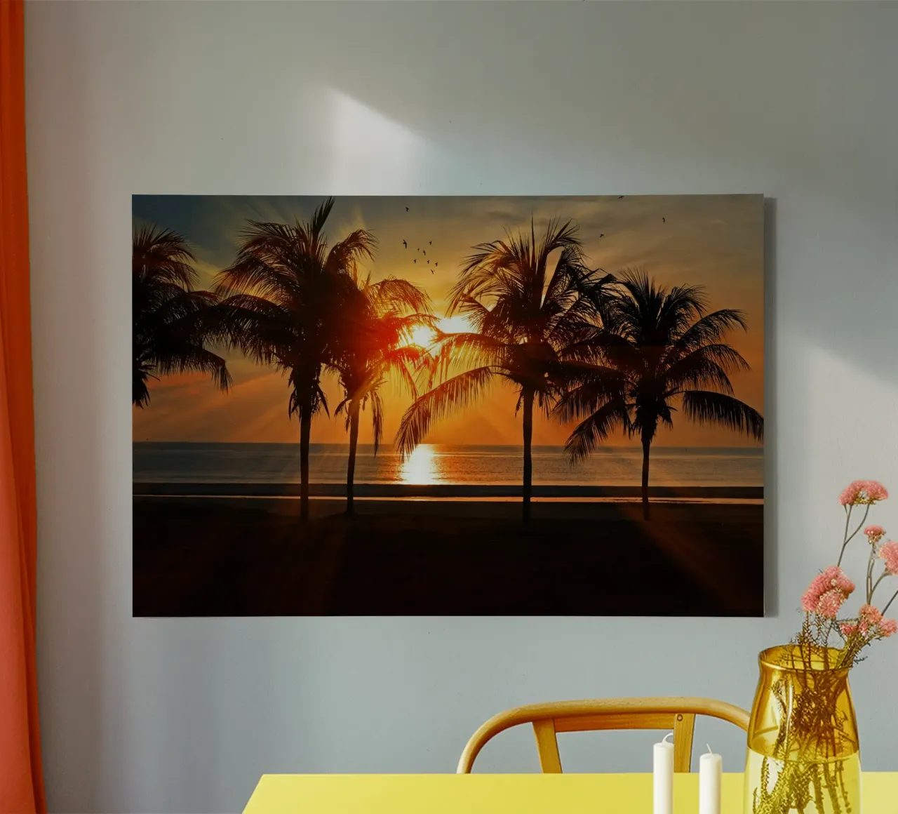 Whispers of Palm Trees canvas with Floater frame by PhotoVibe Decor