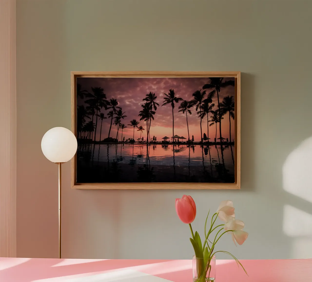 Whispers of Palm Trees canvas with Floater frame by PhotoVibe Decor