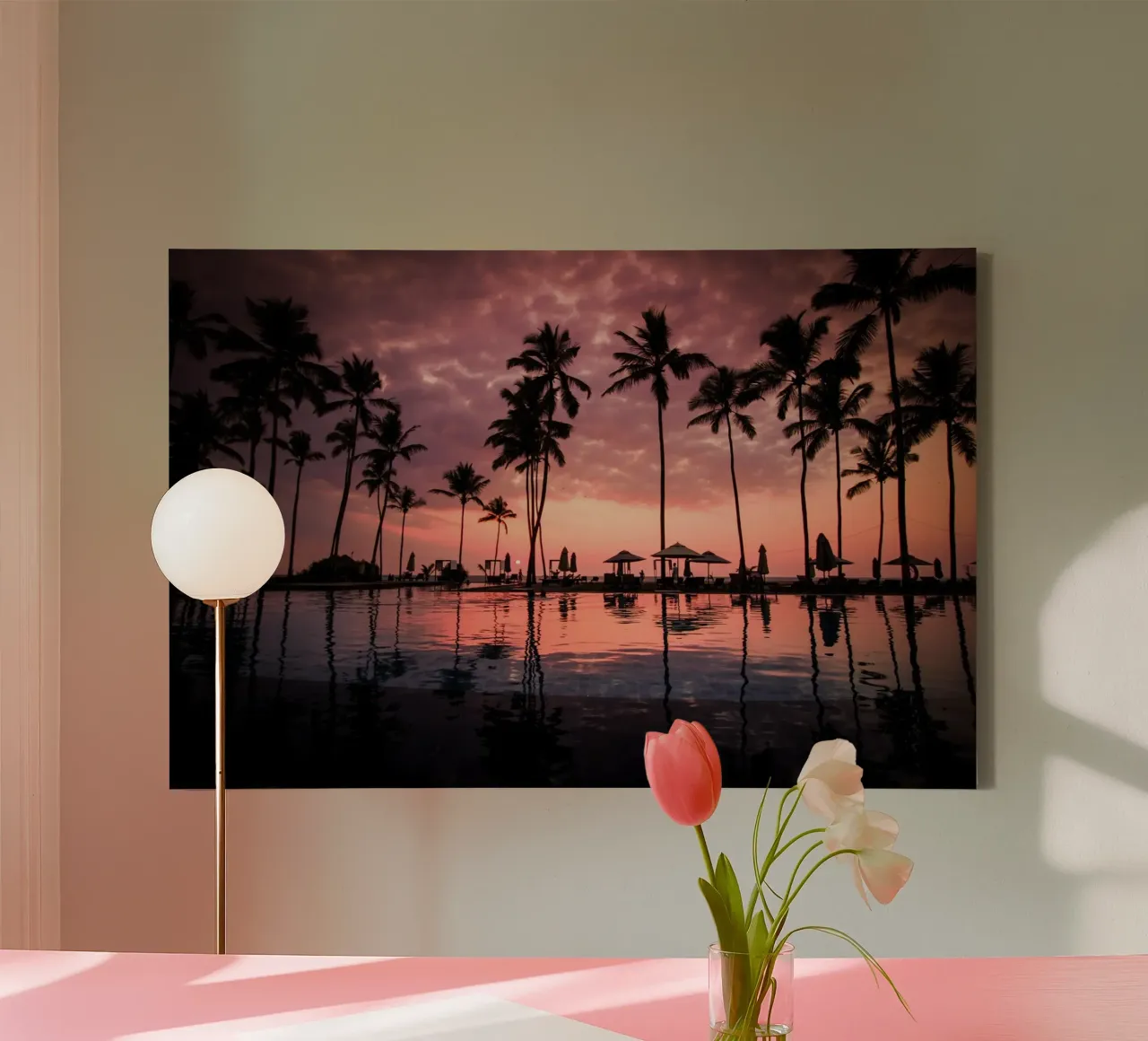 Whispers of Palm Trees canvas with Floater frame by PhotoVibe Decor
