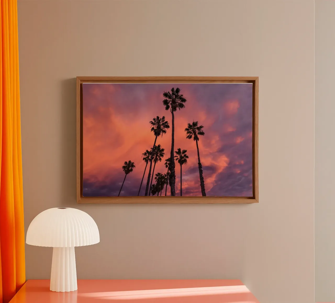 Whispers of Palm Trees canvas with Floater frame by PhotoVibe Decor