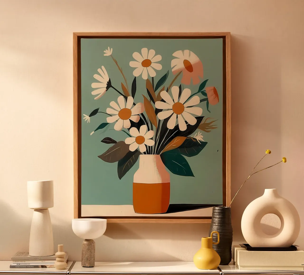 Un vaso di fiori tela con Cornice a cassetta da Jose