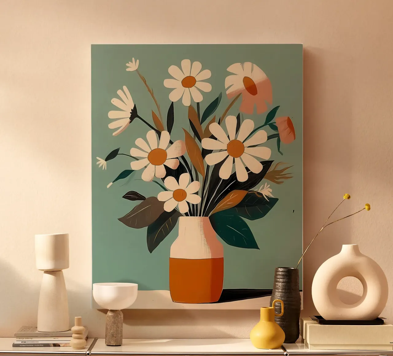 Un vaso di fiori tela con Cornice a cassetta da Jose