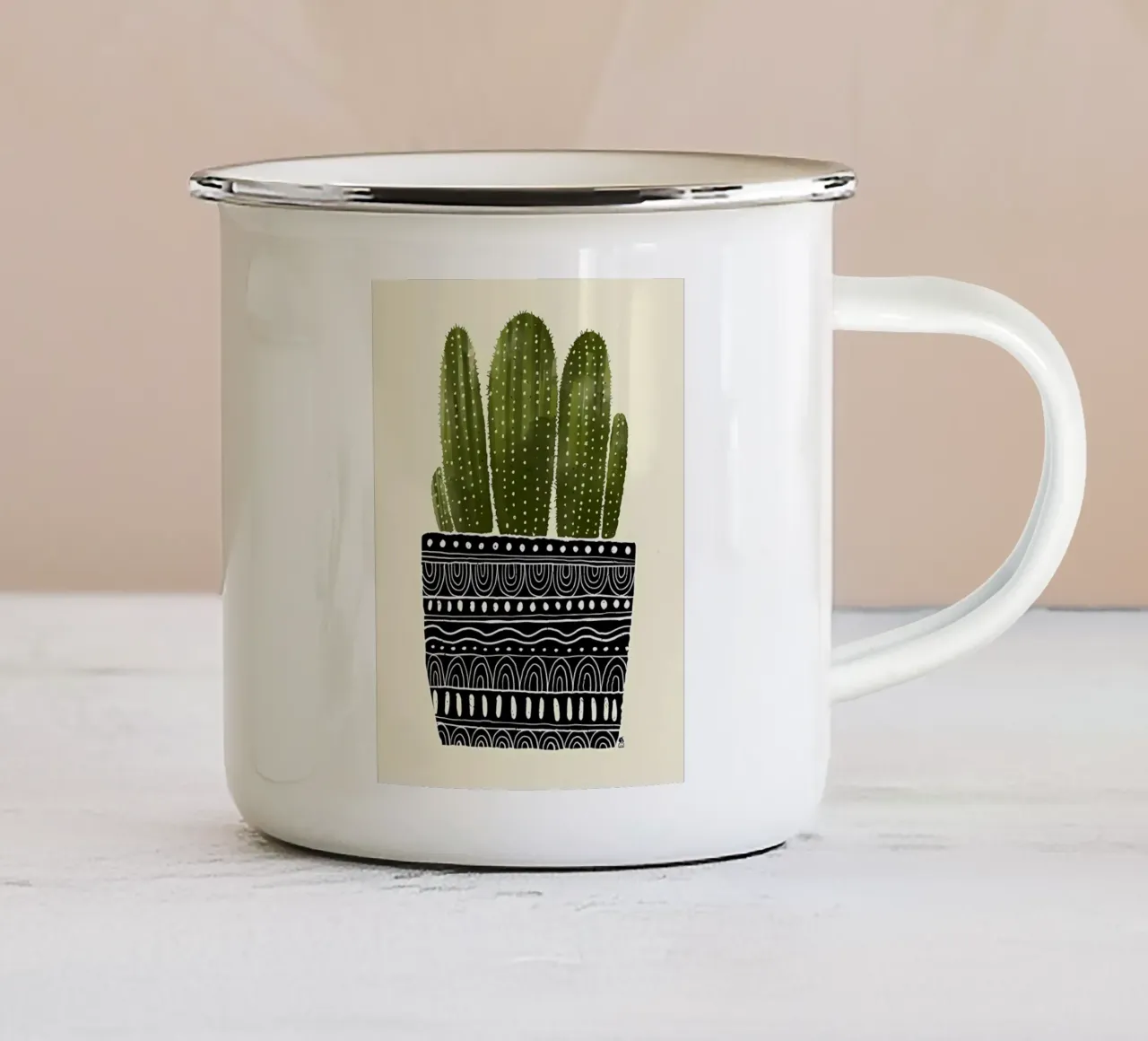 Cactus verde tazza in smalto da Jose
