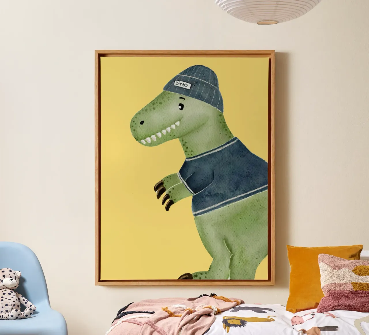 T-Rex dinosaur canvas with Floater frame by HummelBär