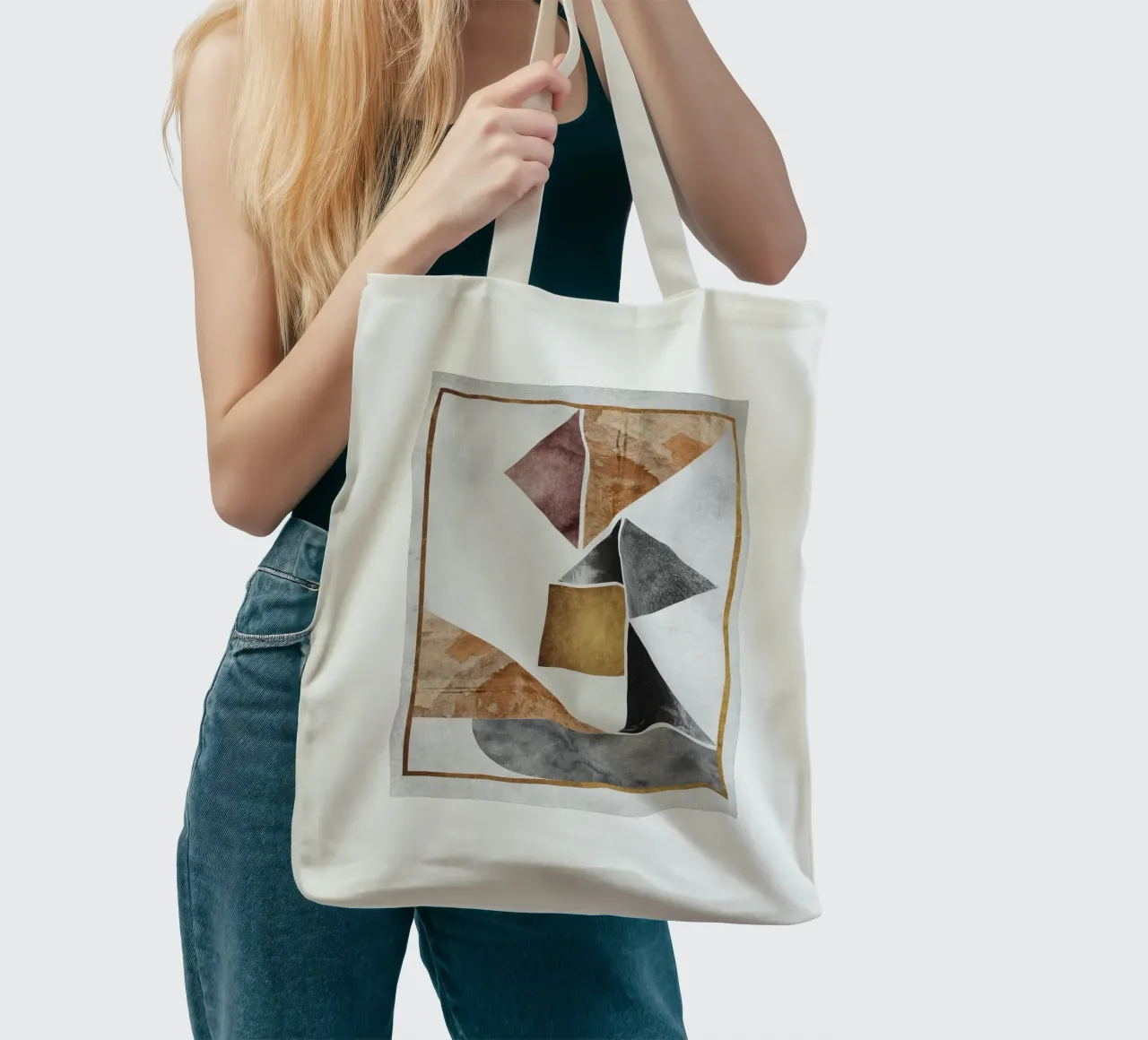 abstract art triangle texture borsa in juta da vintageshop