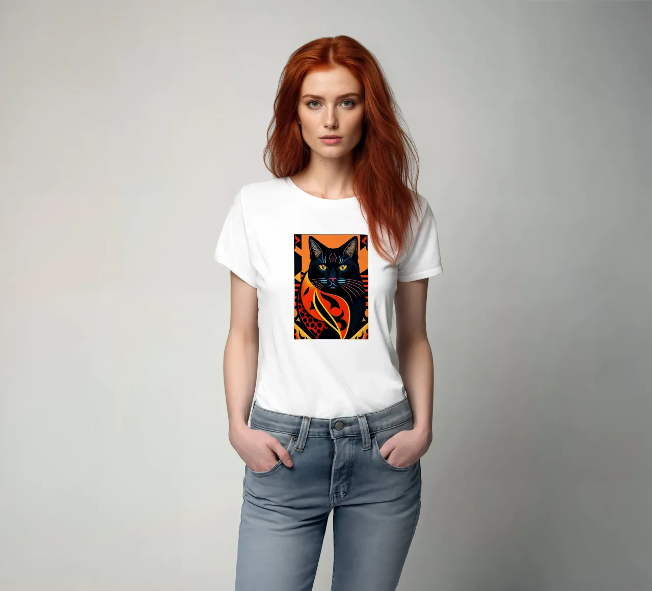 Gatto nero t-shirt da Manuela