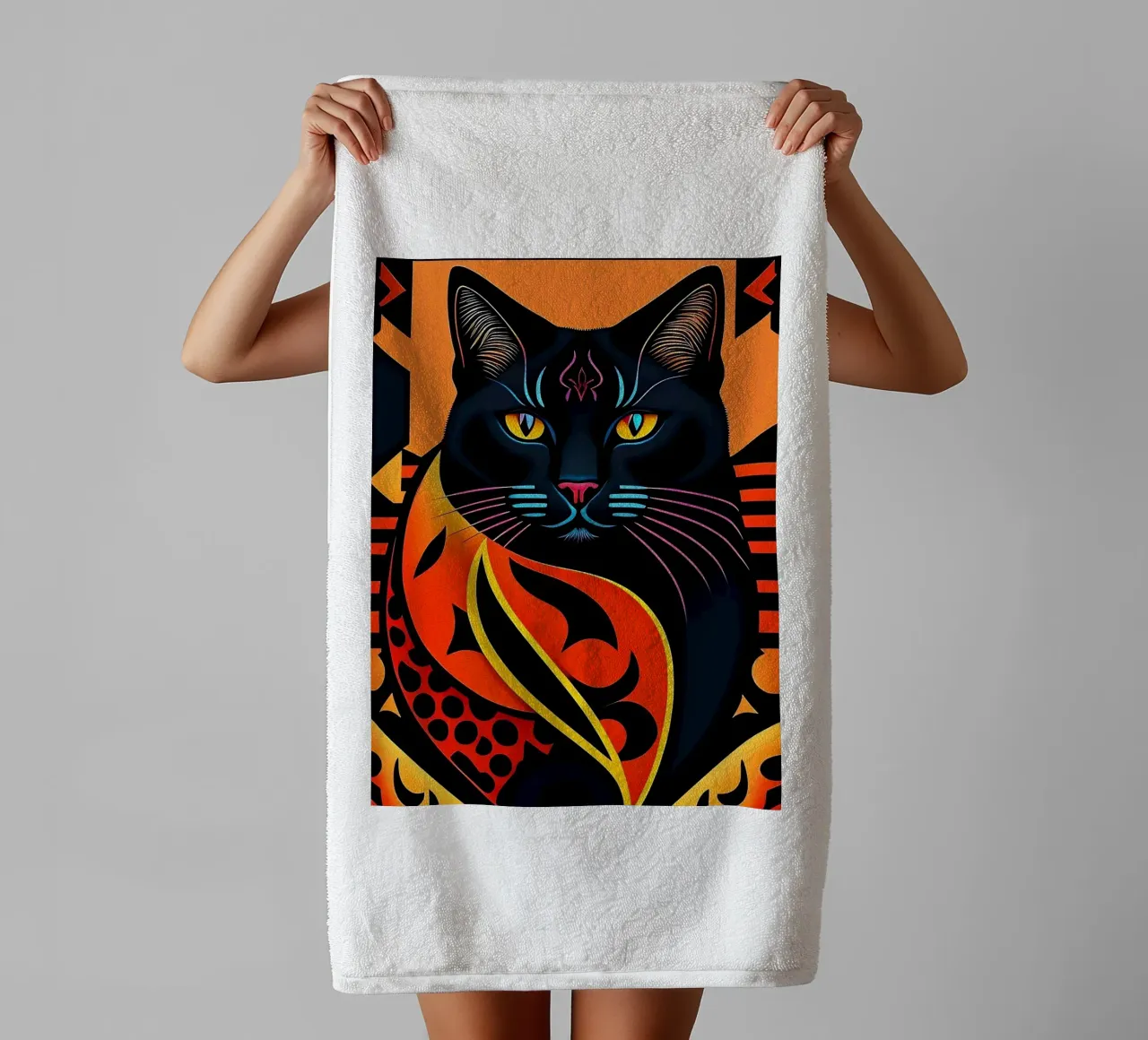 Gatto nero asciugamano da bagno da Manuela