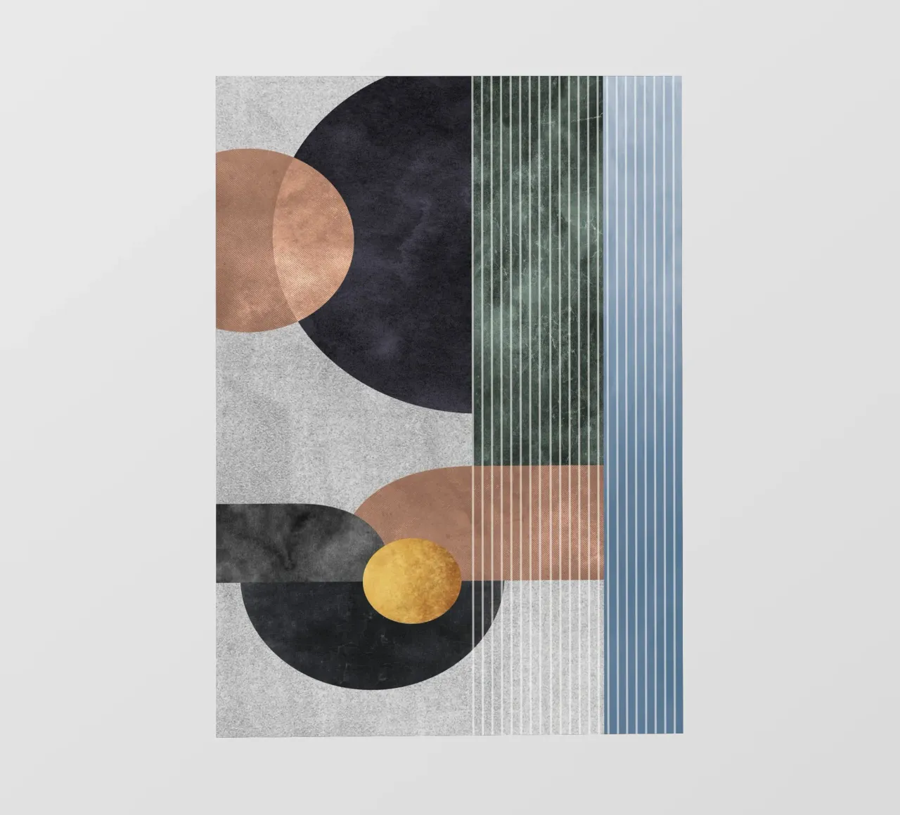 abstract art golden circles telo in pvc da vintageshop