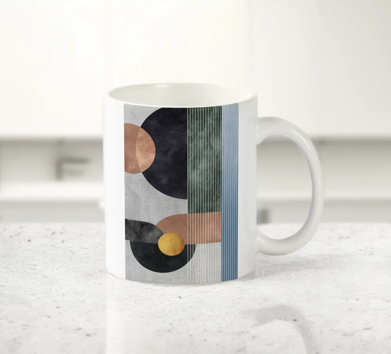 abstract art golden circles tazza in ceramica da vintageshop