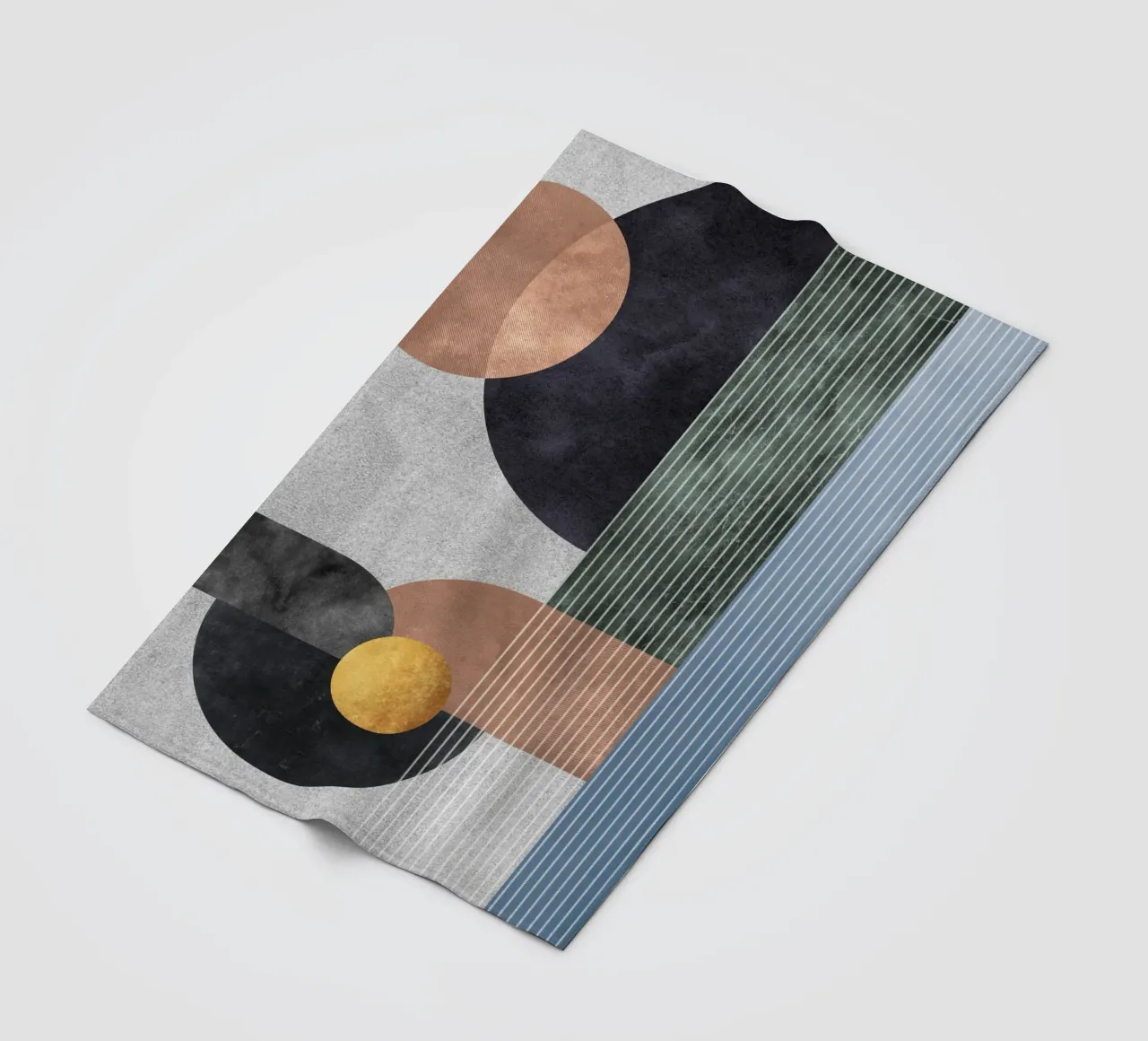 abstract art golden circles coperta in pile da vintageshop