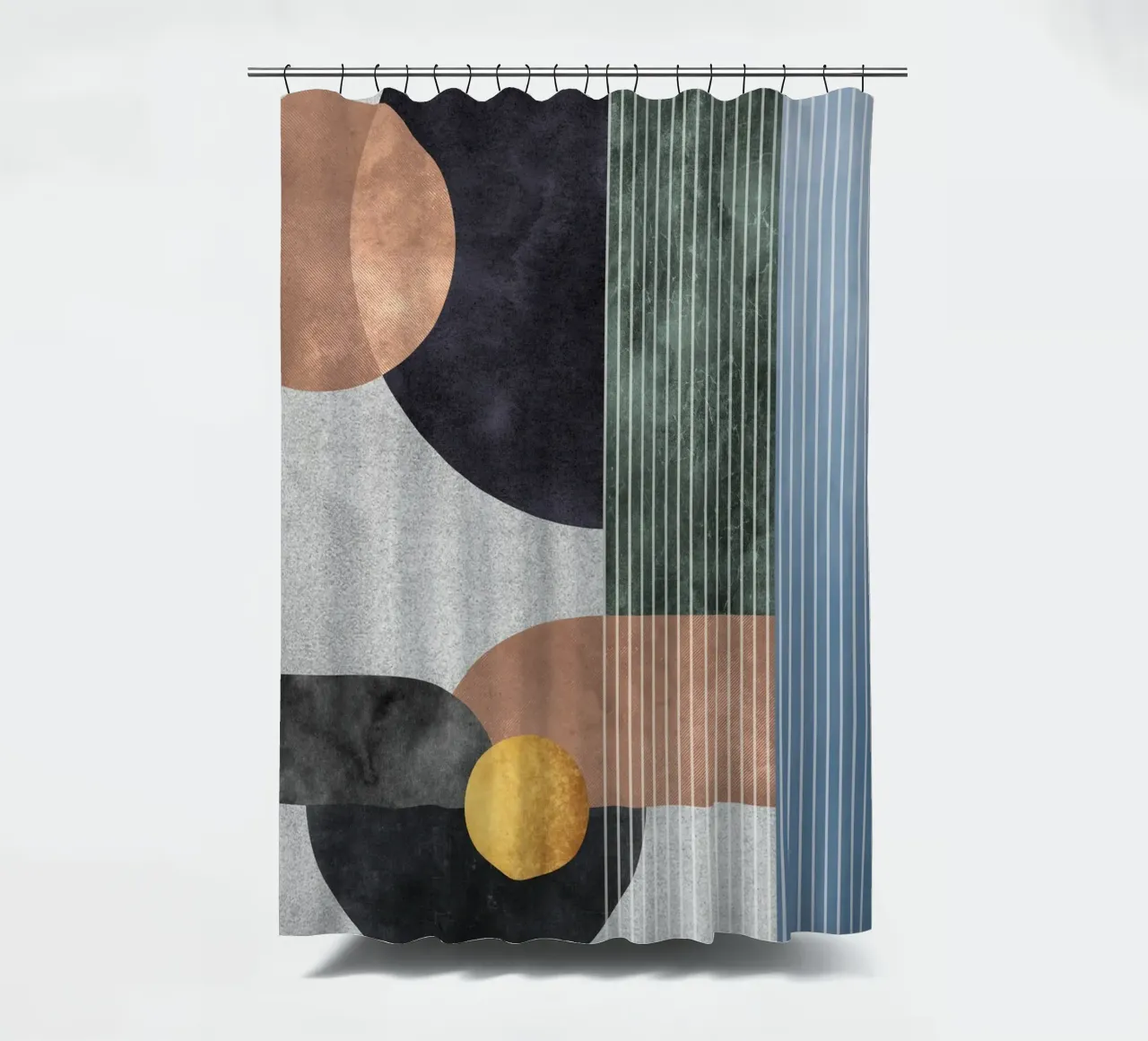 abstract art golden circles tenda da doccia da vintageshop