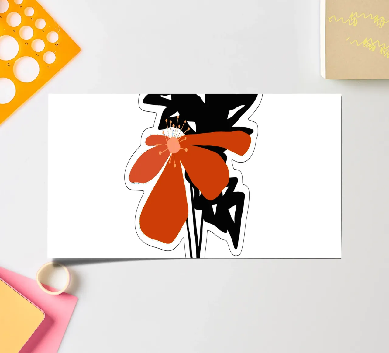 Bold blossom Black leaves Stickerbogen von TijanaArtStudio88