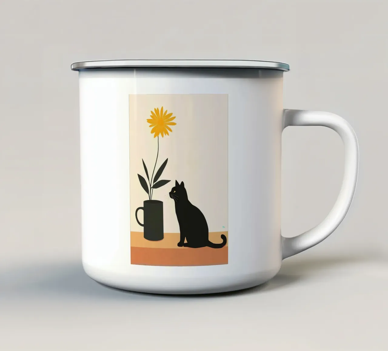 Gatto e fiore tazza in smalto da Manuela