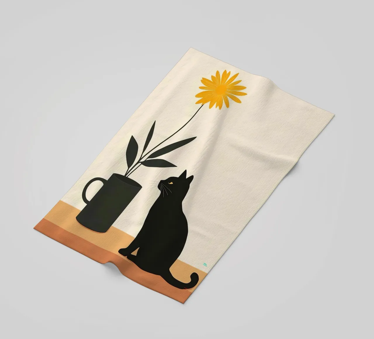 Gatto e fiore telo mare da Manuela