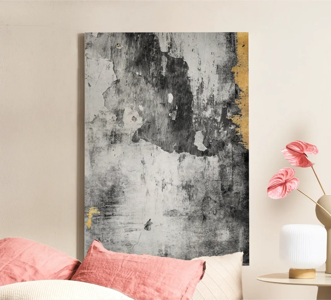 abstract art gray texture and white tela da vintageshop