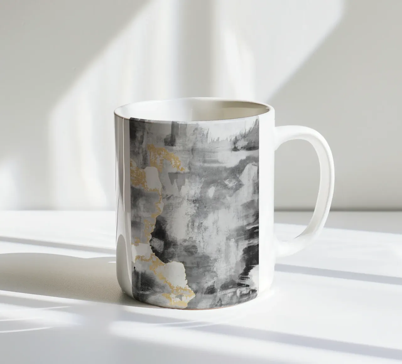 abstract art gray texture and white 2 tazza in ceramica da vintageshop