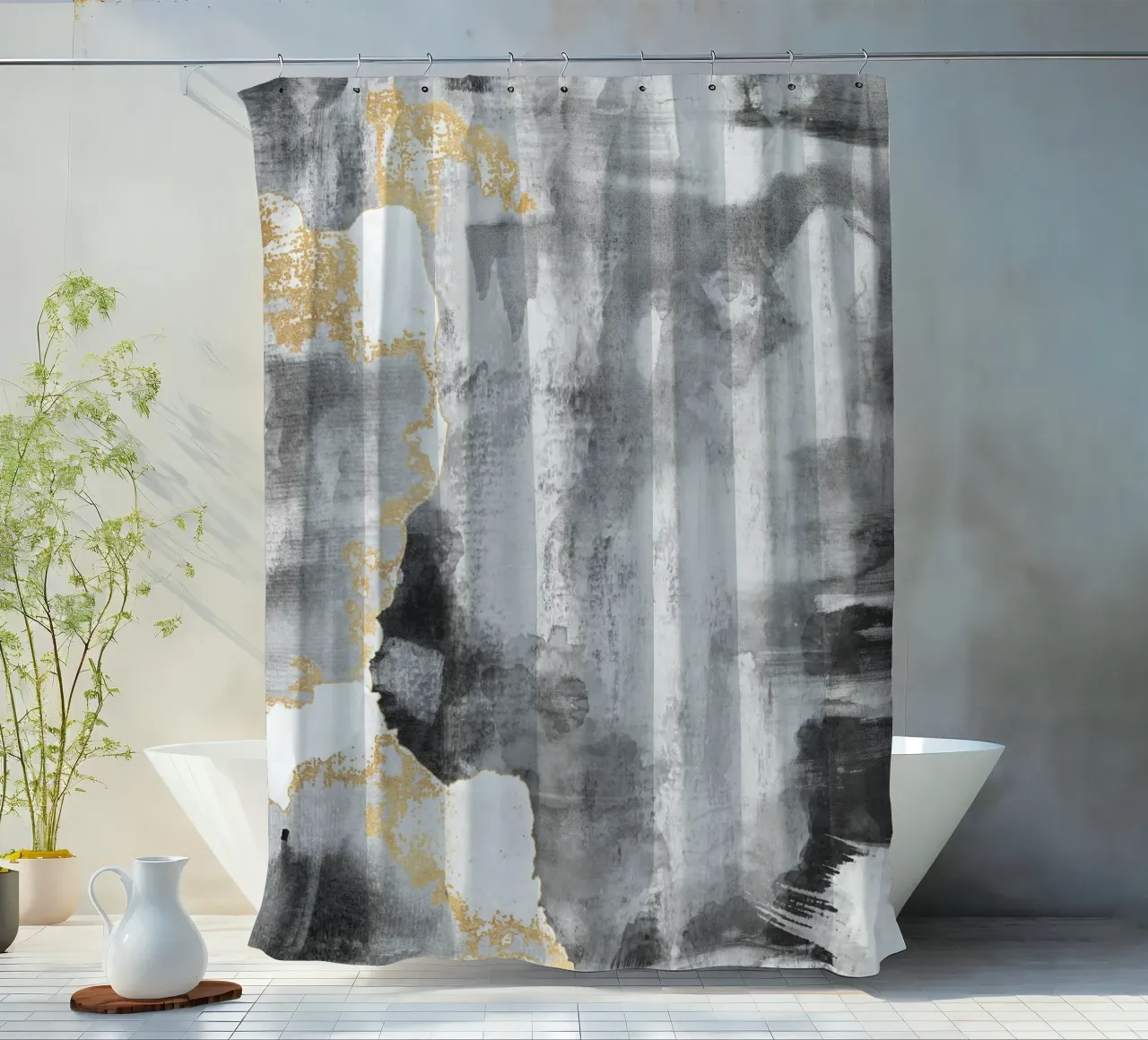 abstract art gray texture and white 2 tenda da doccia da vintageshop