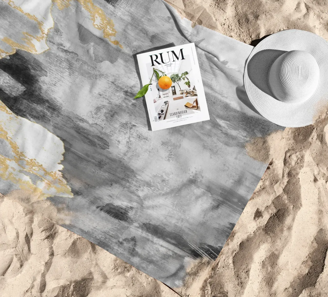 abstract art gray texture and white 2 telo mare da vintageshop