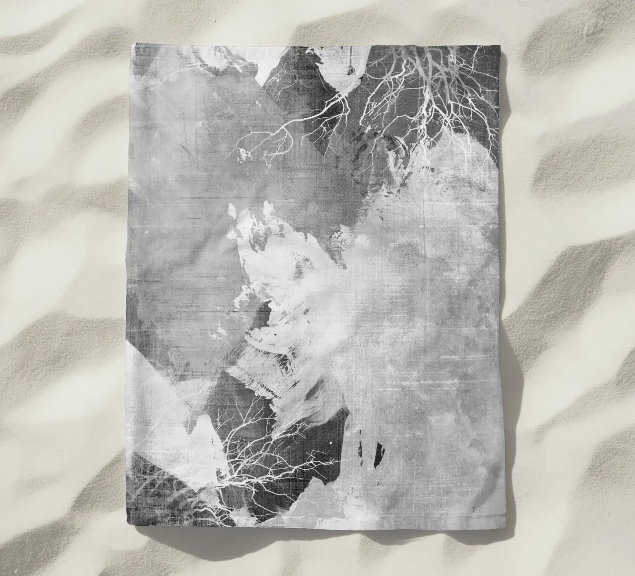 abstract art gray texture and white 3 telo mare da vintageshop