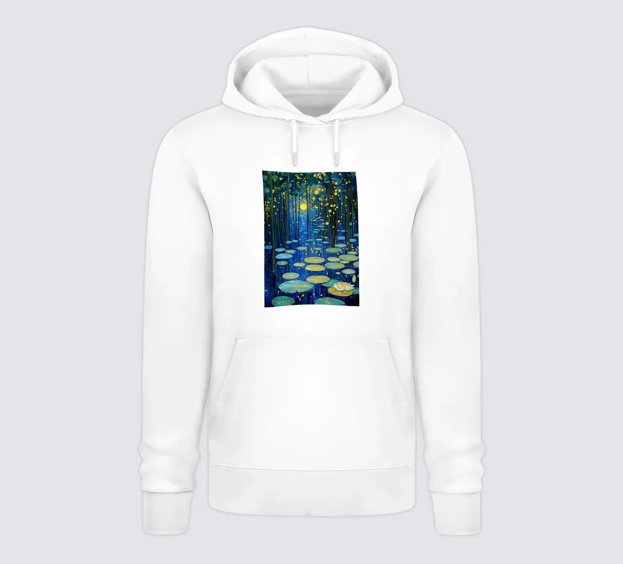 lilypads stagno acqua notte felpa con cappuccio da Harley Wood