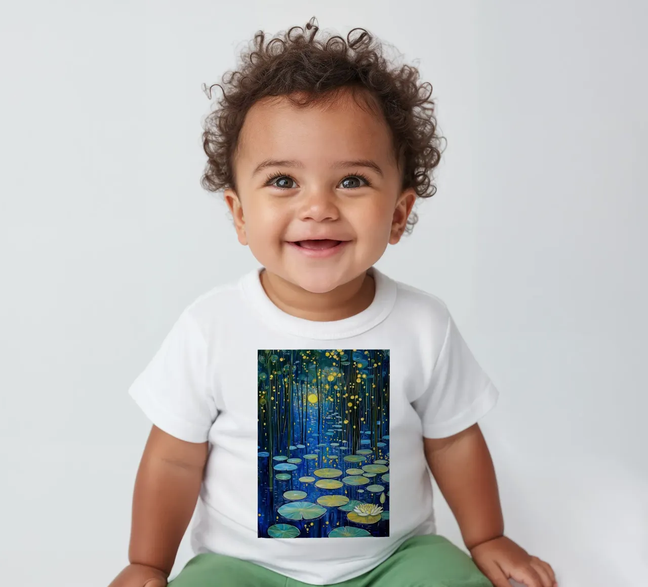 lilypads stagno acqua notte maglietta neonato da Harley Wood