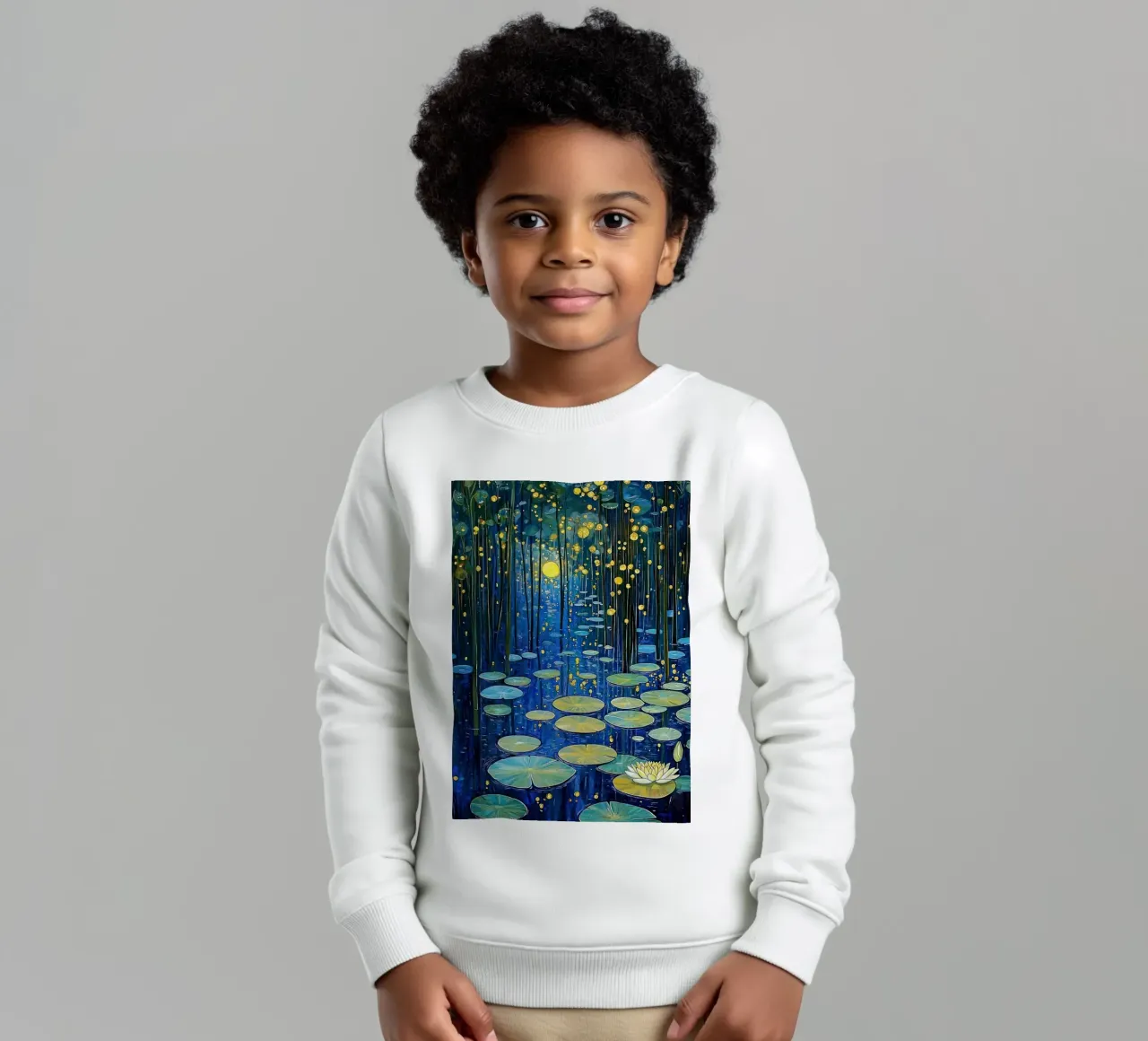 lilypads stagno acqua notte felpa bambino da Harley Wood