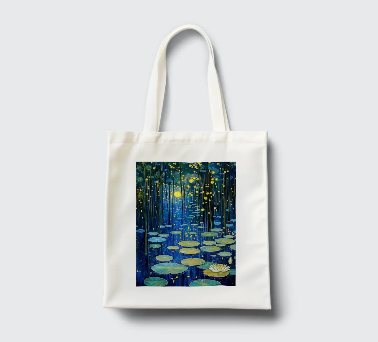 lilypads stagno acqua notte borsa in juta da Harley Wood