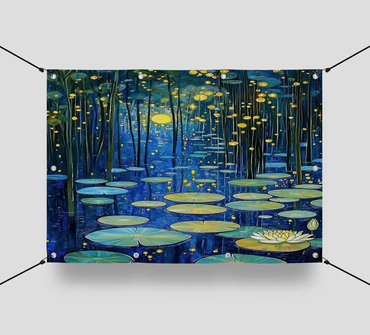 lilypads stagno acqua notte telo in pvc da Harley Wood