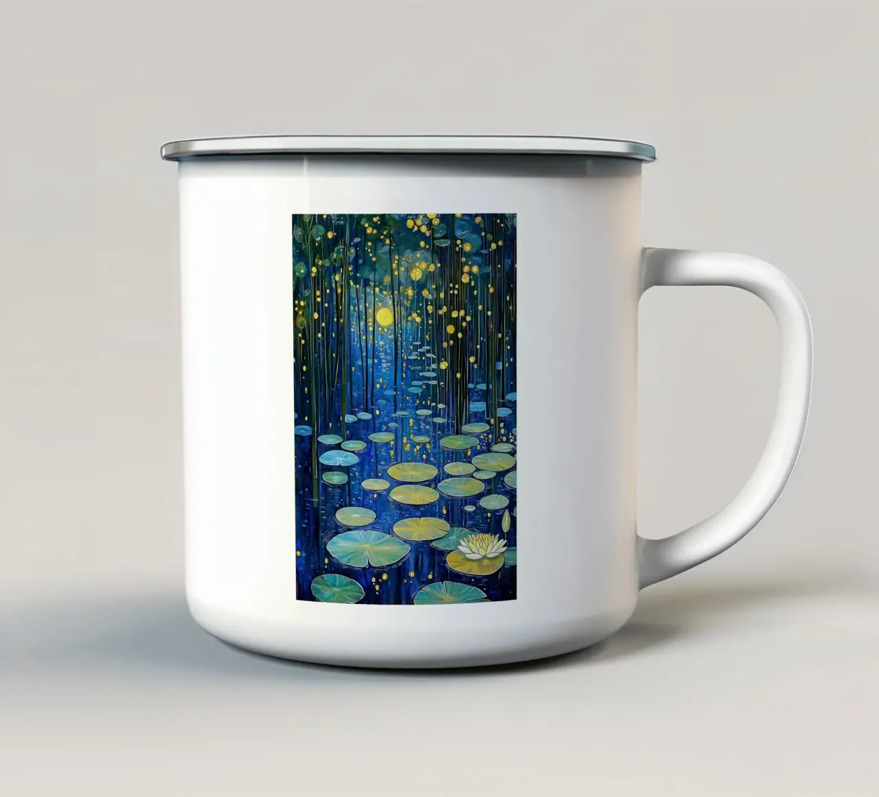 lilypads stagno acqua notte tazza in smalto da Harley Wood
