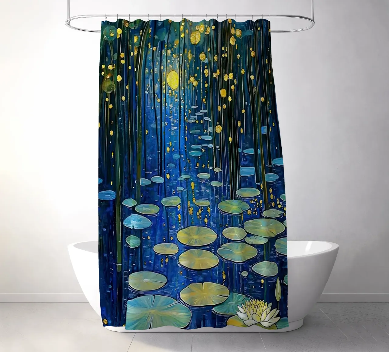lilypads stagno acqua notte tenda da doccia da Harley Wood