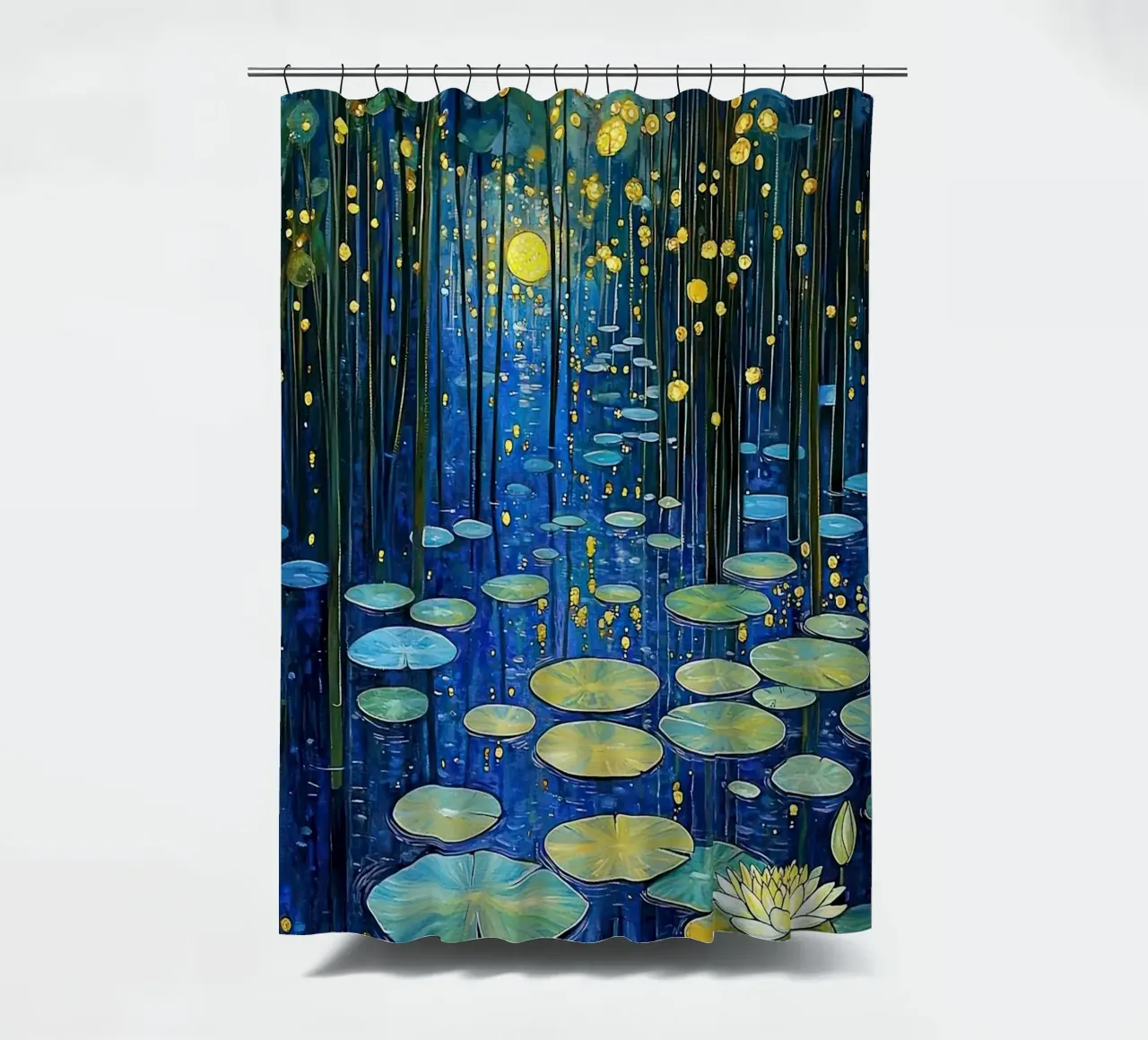 lilypads stagno acqua notte tenda da doccia da Harley Wood