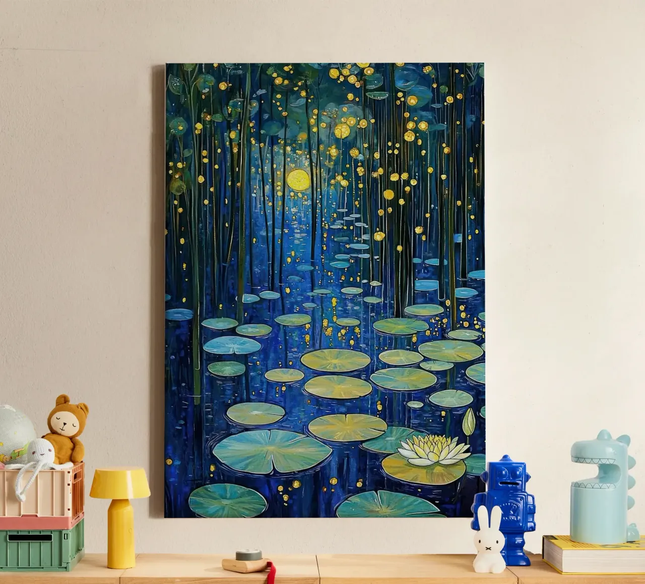 lilypads stagno acqua notte tela da Harley Wood