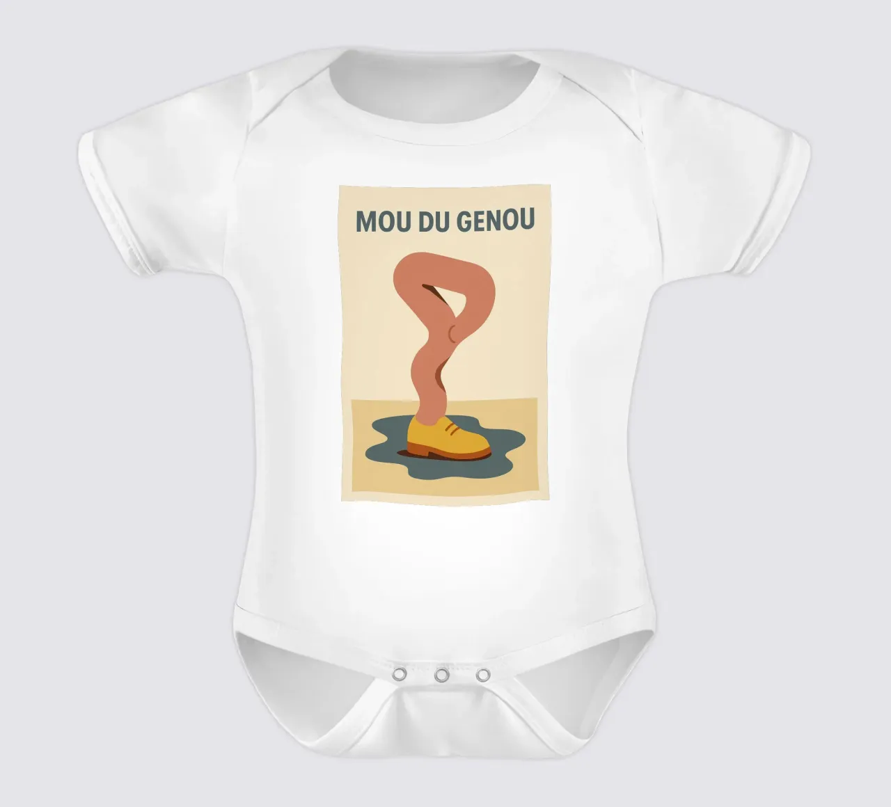 Soft in the knees - The poster that sets the tone with softness short-sleeve baby romper by Art Typo Essentiel