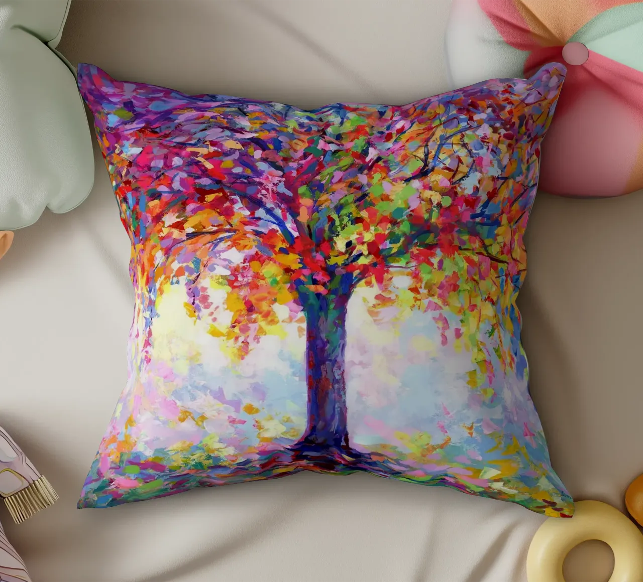 albero natura colorata cuscino da Harley Wood
