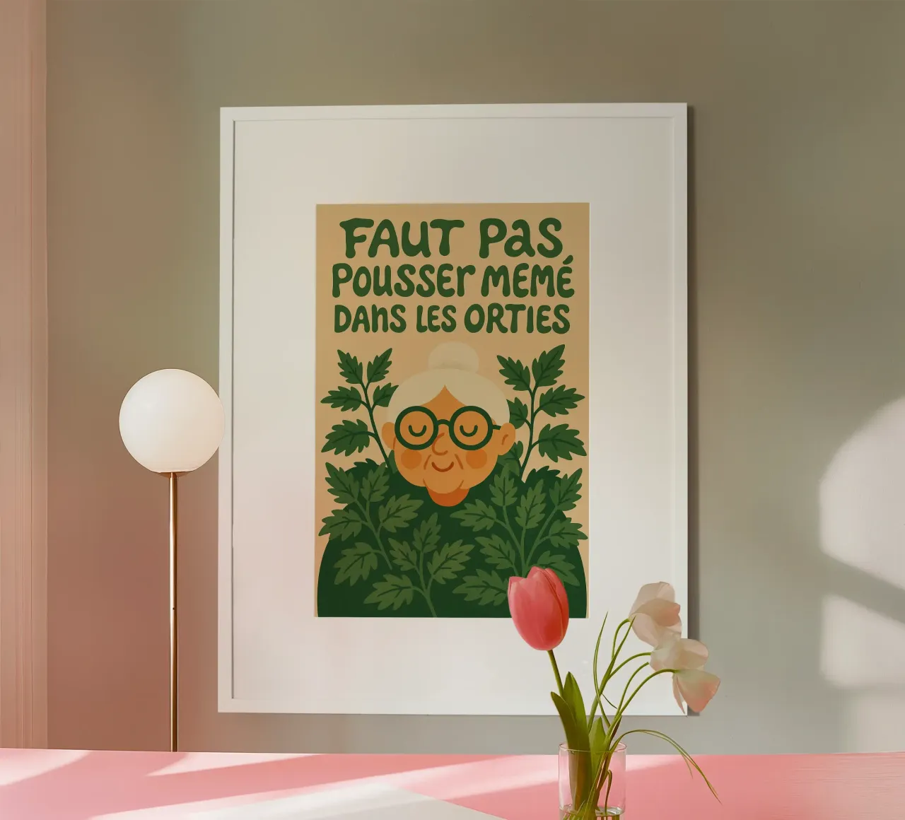 Non spingere la nonna nelle ortiche poster con telaio in legno da Art Typo Essentiel
