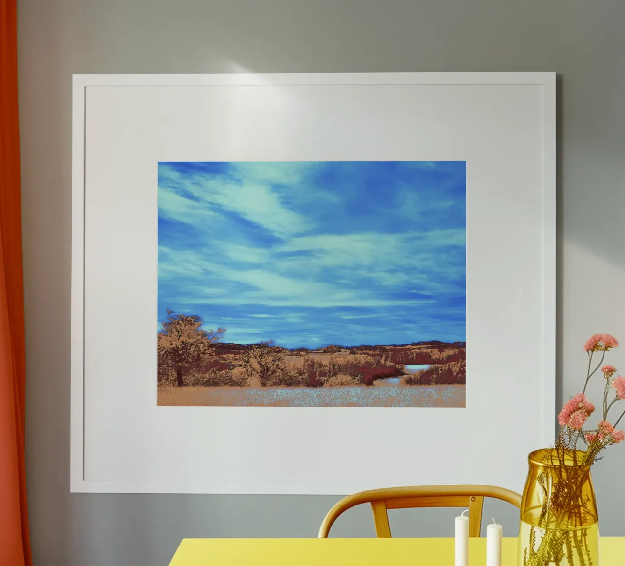 meadow grass river poster con telaio in plastica da prindy