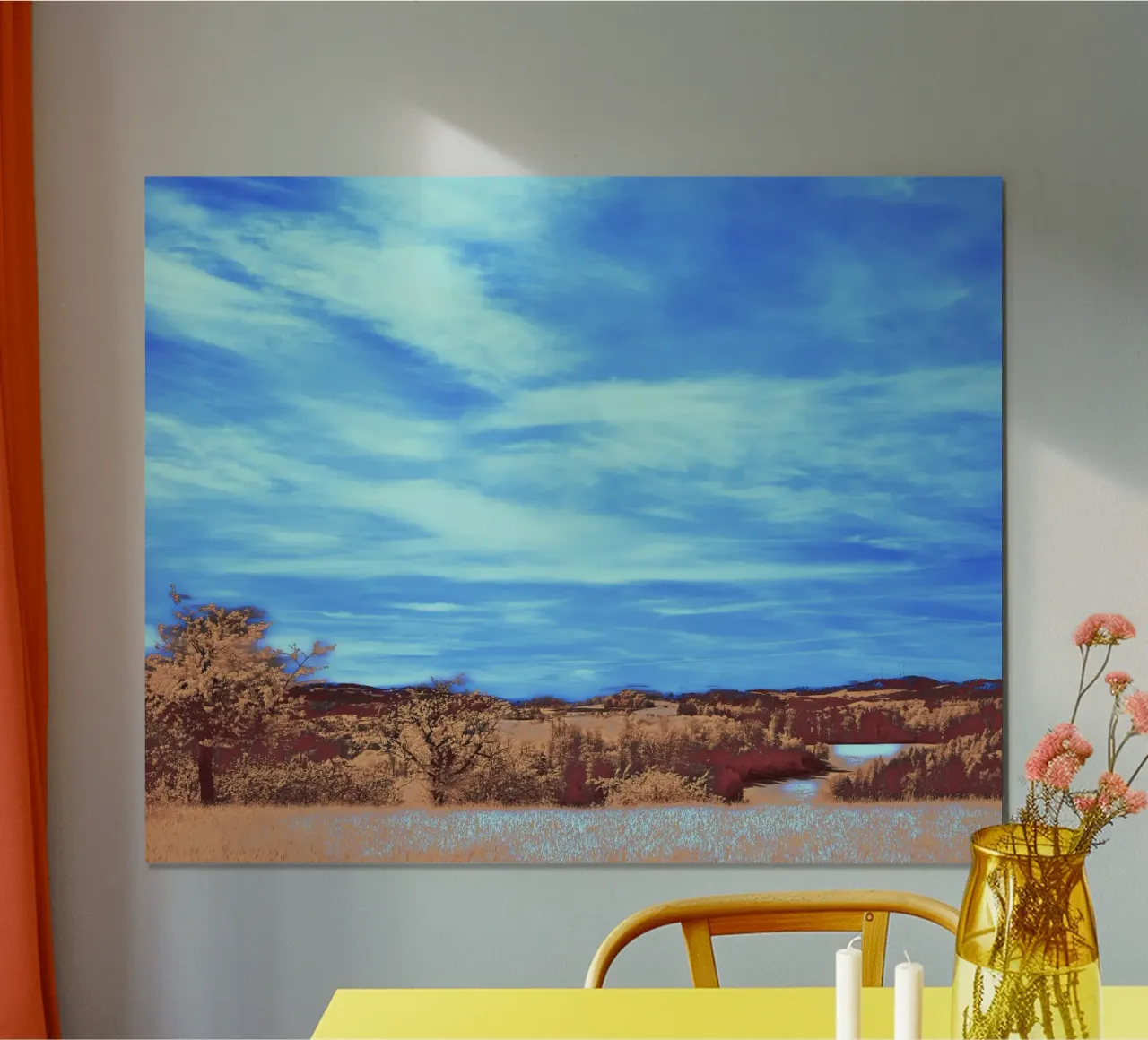 meadow grass river poster con telaio in plastica da prindy