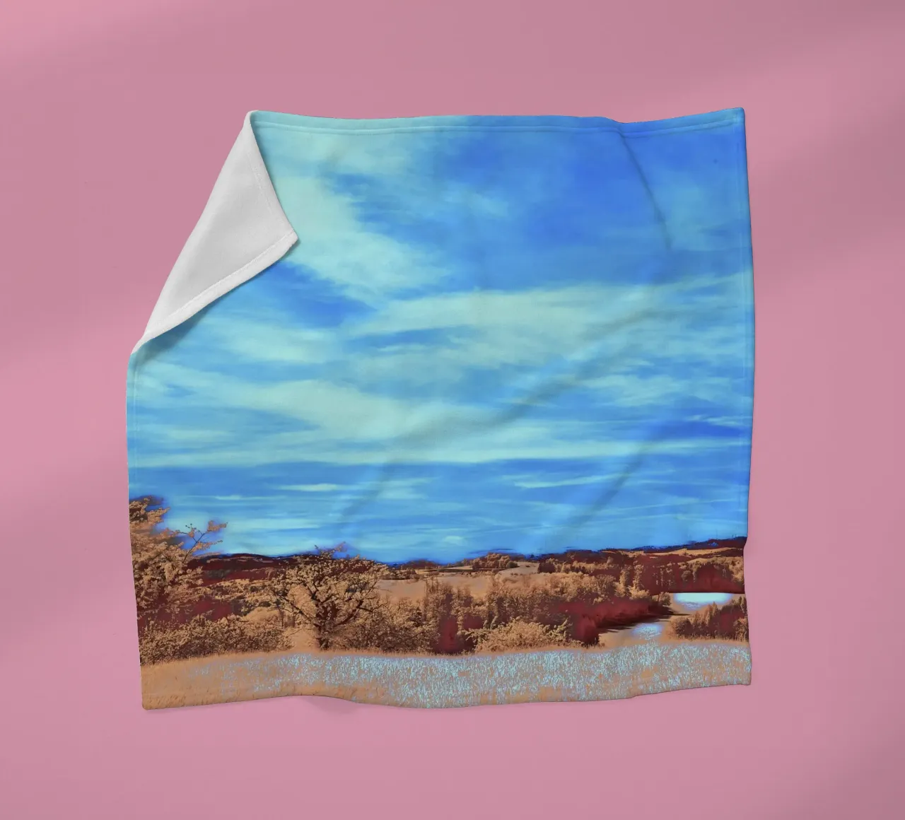 meadow grass river fleece blanket by prindy