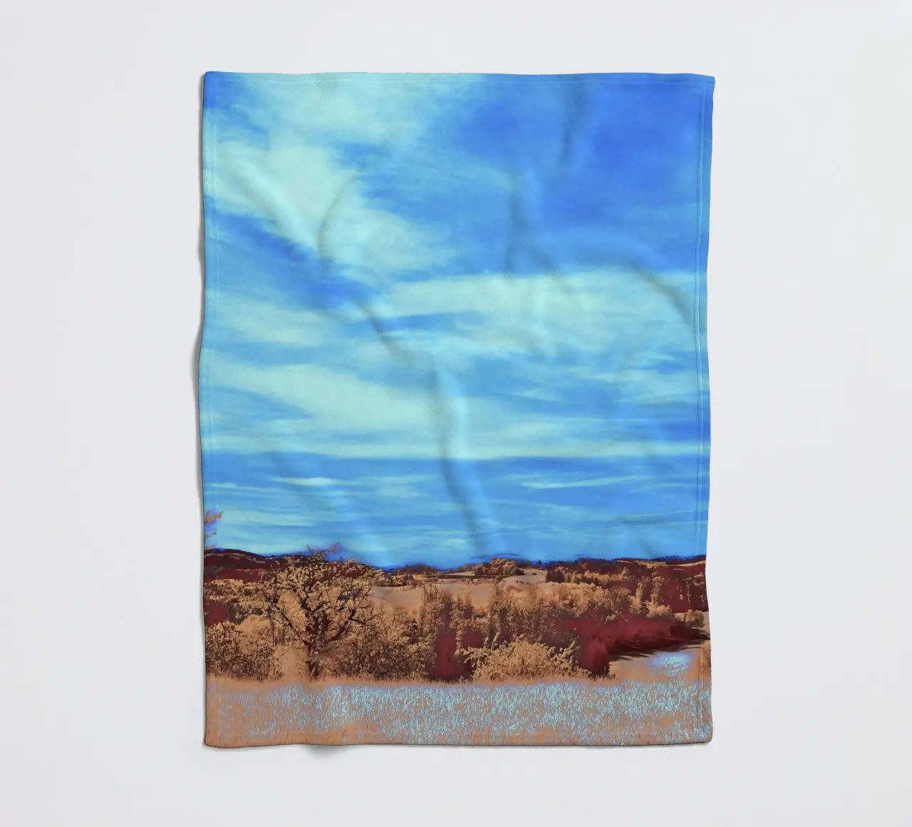 meadow grass river fleece blanket by prindy