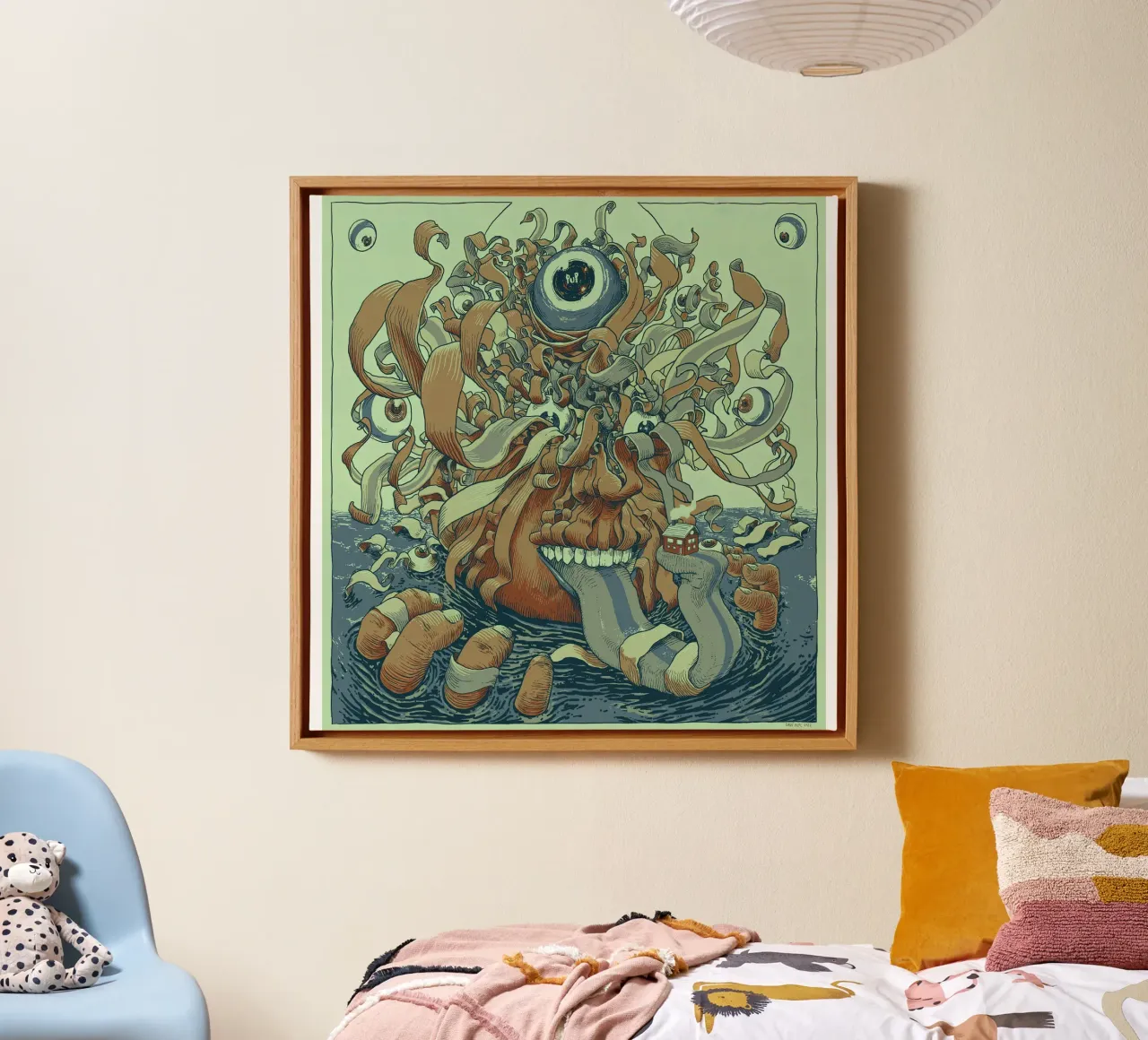 unravelling of pup the band 2022 canvas with Floater frame by martina