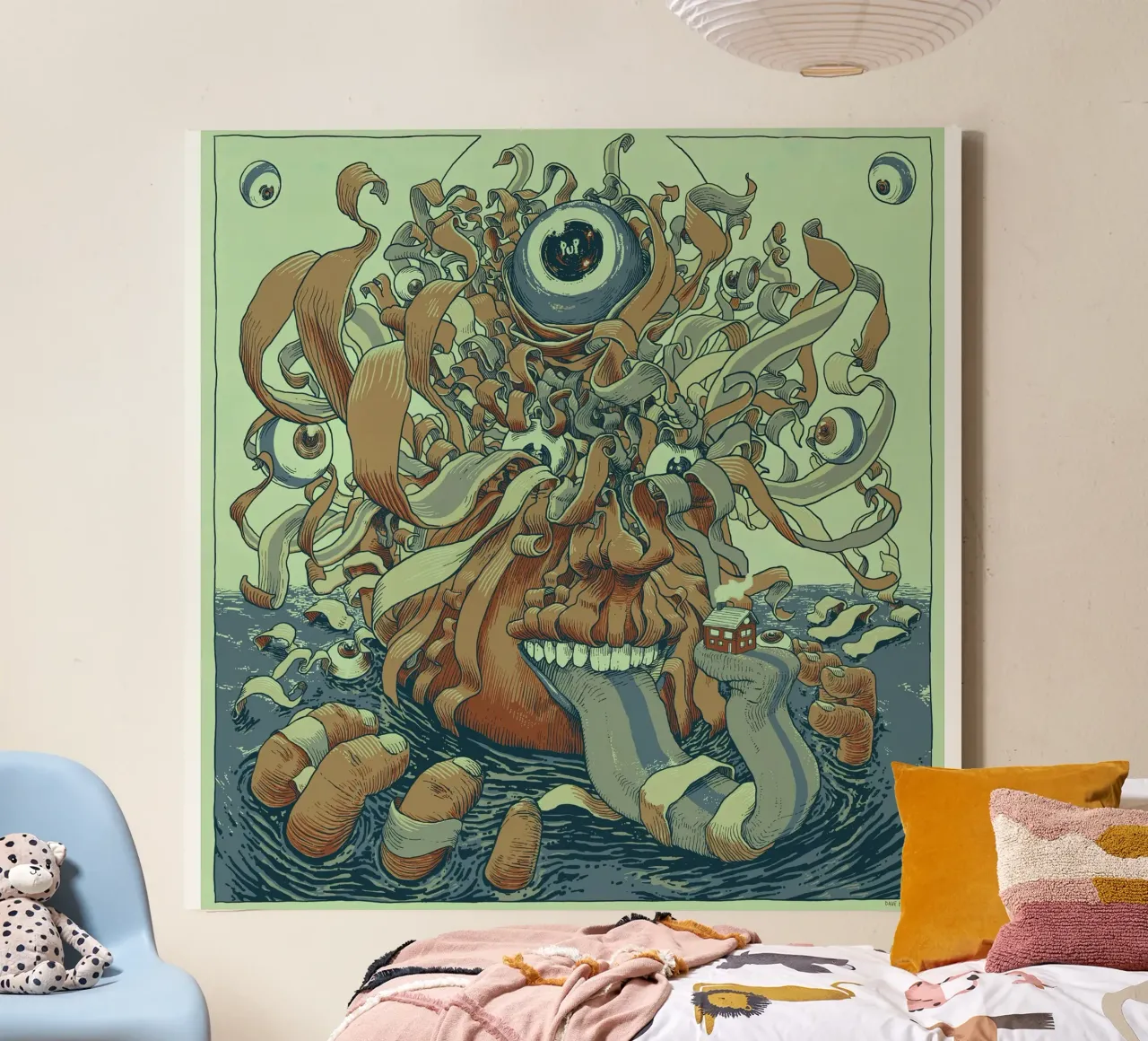 unravelling of pup the band 2022 canvas with Floater frame by martina