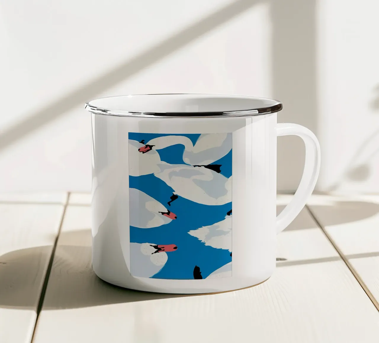 Sei cigni blu tazza in smalto da sharemantes