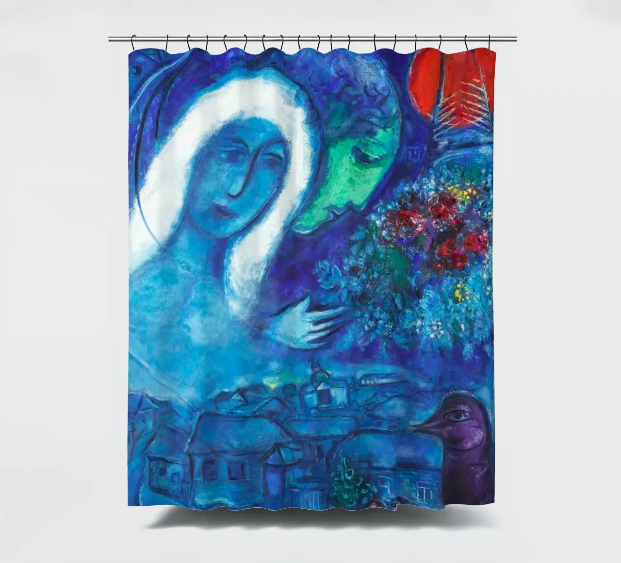Champs de Mars (Field of Mars) by Marc Chagall shower curtain by Classic Art Prints