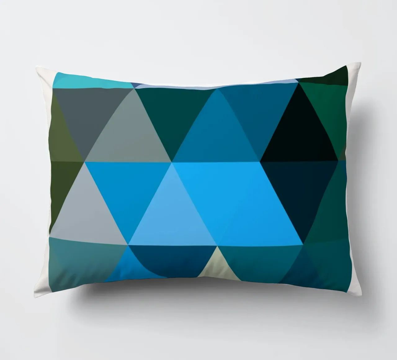 Bauhaus Triangle Pattern - Poster geometrico blu e verde cuscino da Studio Vibe