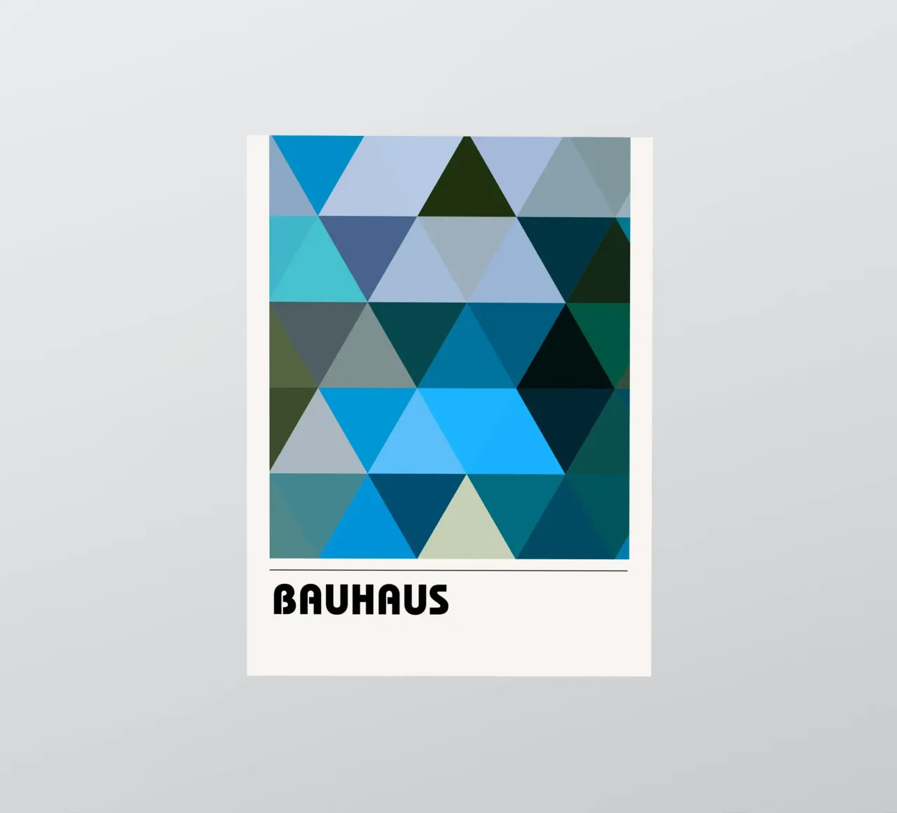 Bauhaus Triangle Pattern - Poster geometrico blu e verde adesivo da Studio Vibe